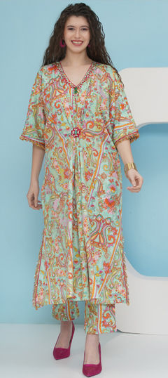 Green color Salwar Kameez in Crepe Silk fabric with Printed work