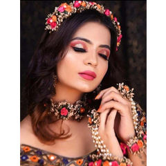 Gold Rodium Polish Orange, Pink and Majenta color Necklace in Metal Alloy studded with Pearl