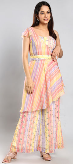 Multicolor color Salwar Kameez in Organza Silk fabric with Embroidered, Sequence, Thread, Zari work