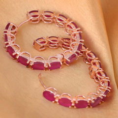 Gold and Silver Rodium Polish Red and Maroon color Earrings in Brass studded with Beads