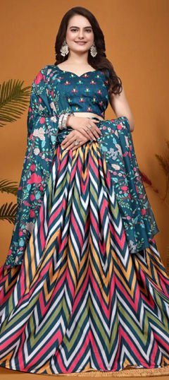Multicolor color Lehenga in Art Silk fabric with Digital Print work
