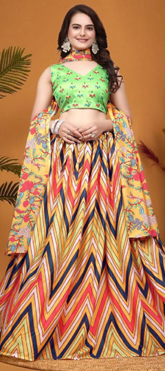 Multicolor color Lehenga in Art Silk fabric with Digital Print work