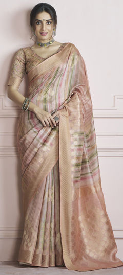 Multicolor color Saree in Handloom fabric with Printed, Weaving work