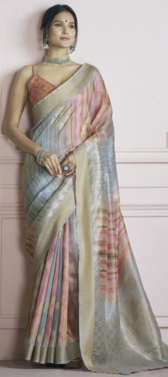 Multicolor color Saree in Handloom fabric with Printed, Weaving work