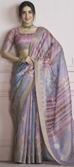 Multicolor color Saree in Handloom fabric with Printed, Weaving work
