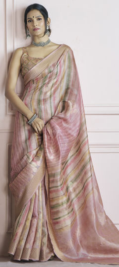 Multicolor color Saree in Handloom fabric with Printed, Weaving work