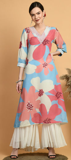 Yellow color Salwar Kameez in Muslin fabric with Embroidered, Printed work