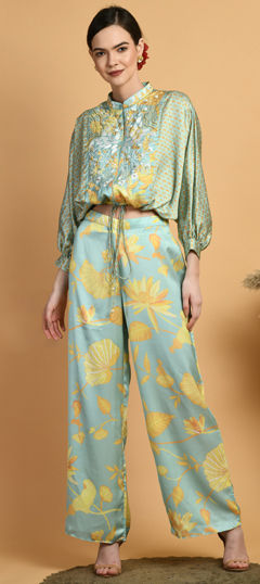 Green color Salwar Kameez in Viscose fabric with Embroidered, Printed work