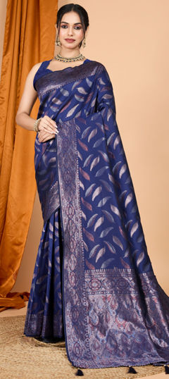 Blue color Saree in Art Silk fabric with Weaving, Zari work