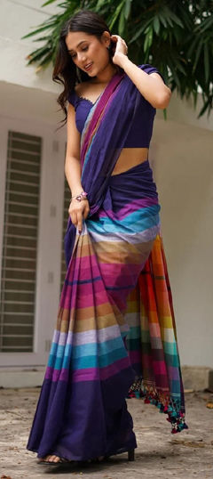 Multicolor color Saree in Linen fabric with Printed work