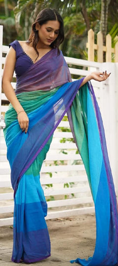 Multicolor color Saree in Linen fabric with Printed work