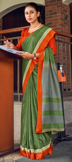 Green color Saree in Art Silk fabric with Printed work