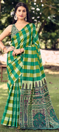 Green color Saree in Art Silk fabric with Printed work