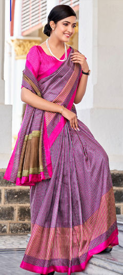 Purple and Violet color Saree in Art Silk fabric with Printed work