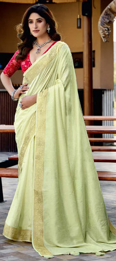 Green color Saree in Art Silk fabric with Weaving, Zari work