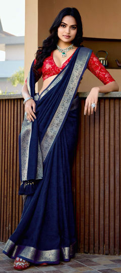 Blue color Saree in Art Silk fabric with Weaving, Zari work