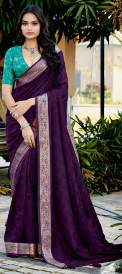 Purple and Violet color Saree in Art Silk fabric with Weaving, Zari work