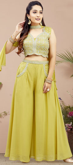 Green color Salwar Kameez in Georgette fabric with Embroidered, Resham, Thread work