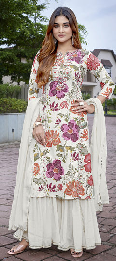 Multicolor color Salwar Kameez in Viscose fabric with Embroidered, Printed work