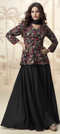 White and Off White color Salwar Kameez in Chinon Silk fabric with Embroidered, Resham, Sequence, Thread work