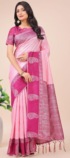 Pink and Majenta color Saree in Art Silk fabric with Weaving, Zari work