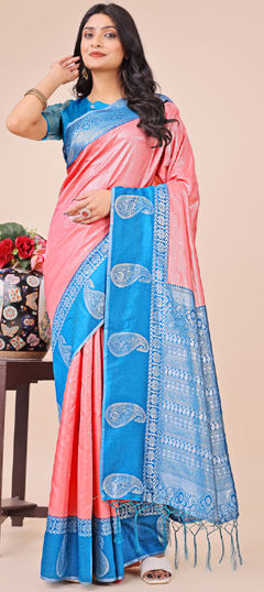 Pink and Majenta color Saree in Art Silk fabric with Weaving, Zari work
