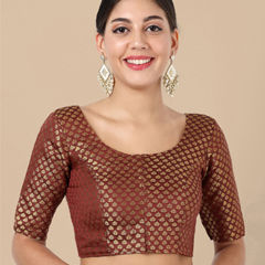 Red and Maroon color Blouse in Art Silk fabric with Weaving, Zari work