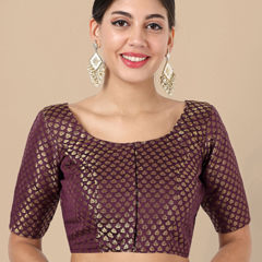 Purple and Violet color Blouse in Art Silk fabric with Weaving, Zari work