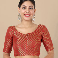 Red and Maroon color Blouse in Art Silk fabric with Weaving, Zari work