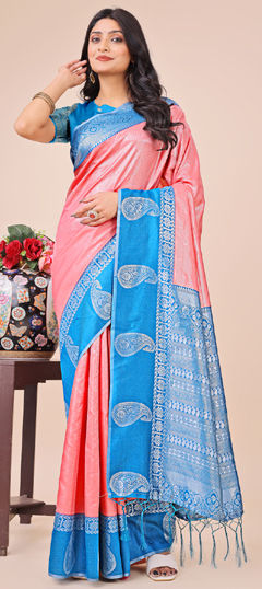 Pink and Majenta color Saree in Art Silk fabric with Printed work