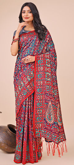 Pink and Majenta color Saree in Cotton fabric with Printed work