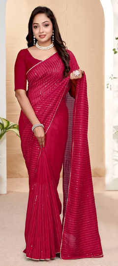 Pink and Majenta color Saree in Art Silk fabric with Sequence work