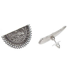 Silver Rodium Polish Silver color Earrings in Metal Alloy studded with Beads