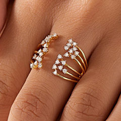 Gold Rodium Polish White and Off White color Ring in Brass studded with Austrian diamond