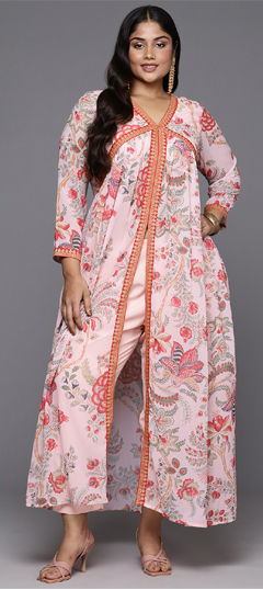 Pink and Majenta color Salwar Kameez in Georgette fabric with Printed work