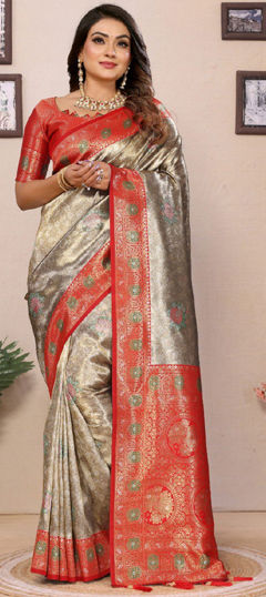 Multicolor color Saree in Banarasi Silk fabric with Weaving, Zari work