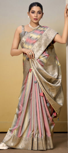 Multicolor color Saree in Silk fabric with Printed, Weaving, Zari work