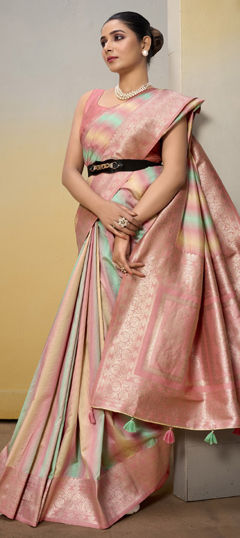 Multicolor color Saree in Silk fabric with Printed, Weaving, Zari work