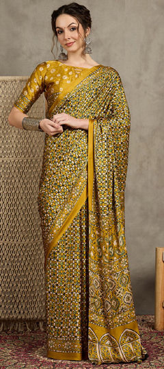 Multicolor color Saree in Satin Silk fabric with Printed work