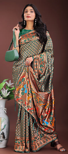 Green color Saree in Art Silk fabric with Weaving work