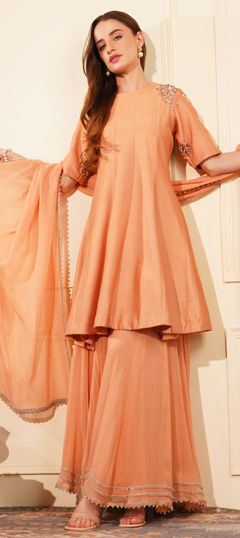 Pink and Majenta color Salwar Kameez in Georgette fabric with Embroidered, Sequence, Stone, Thread work