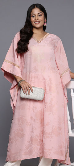 Pink and Majenta color Kurti in Crepe Silk fabric with Printed work