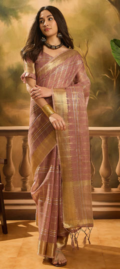 Purple and Violet color Saree in Organza Silk fabric with Weaving, Zari work