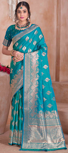 Blue color Saree in Art Silk fabric with Weaving, Zari work