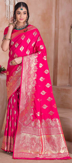 Pink and Majenta color Saree in Art Silk fabric with Weaving, Zari work