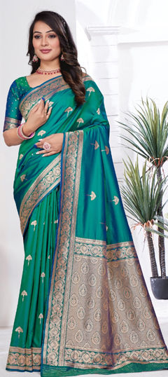Blue color Saree in Silk fabric with Weaving work
