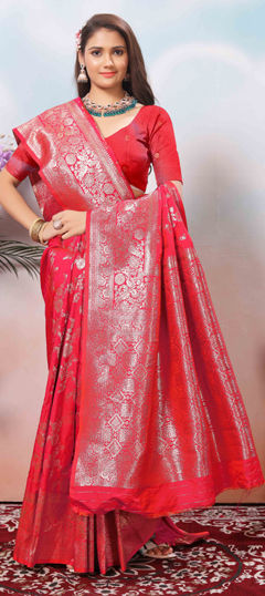 Pink and Majenta color Saree in Art Silk fabric with Weaving, Zari work