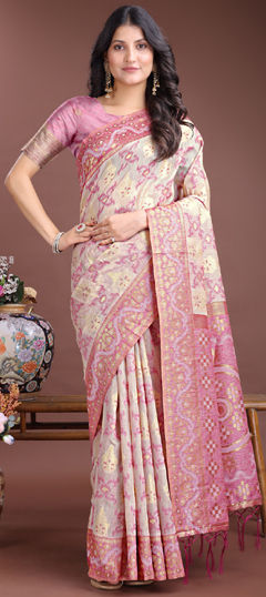 Purple and Violet color Saree in Cotton fabric with Weaving work