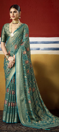 Blue color Saree in Silk fabric with Weaving work