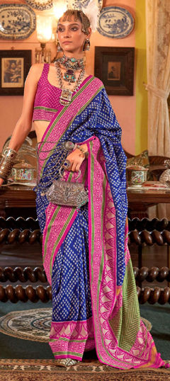 Blue color Saree in Art Silk fabric with Printed work
